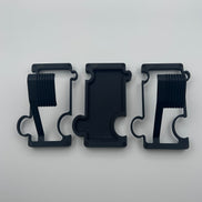 2 black watch stands and one black bvanity tray on white background