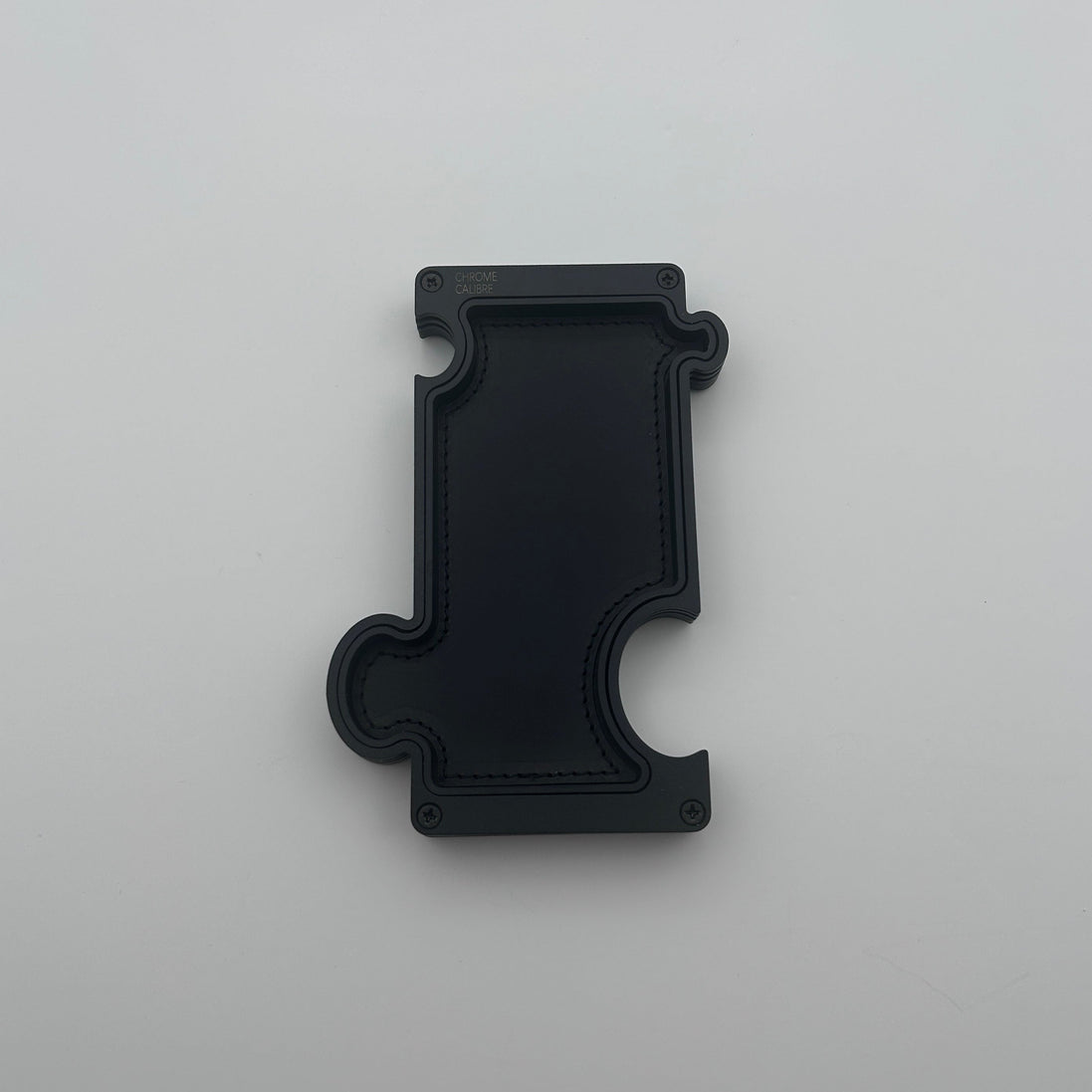 Top down view of vanity tray in black steel on white background