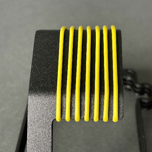 O-Ring n Yellow on a Black metal Watch Stand